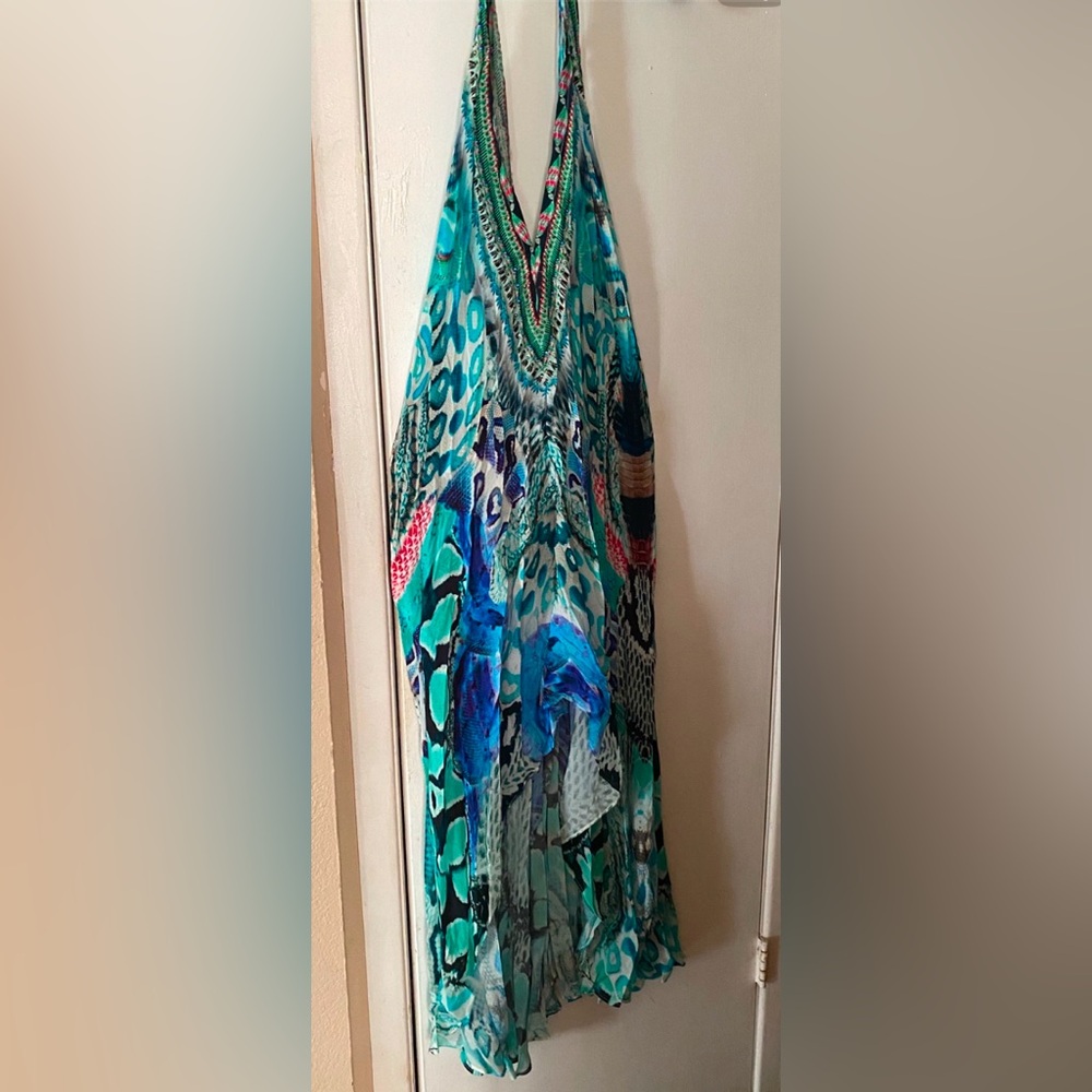 NEW SHAHIDA PARIDES HIGH LOW GORGEOUS DRESS. $559 MULTICOLOR. Blue. Size M